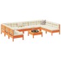 Gartensofa-Set 10-teilig mit Kissen aus wachsbraunem Kiefernholz von vidaXL, Gartensets - Ref: Foro24-3299600, Preis: 849,37 ...