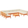 Gartensofa-Set 10-teilig mit Kissen aus wachsbraunem Kiefernholz von vidaXL, Gartensets - Ref: Foro24-3299600, Preis: 849,37 ...