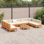 Gartensofa-Set 10-teilig mit Kissen aus wachsbraunem Kiefernholz von vidaXL, Gartensets - Ref: Foro24-3299600, Preis: 849,37 ...