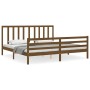 Honey brown solid wood bed frame with headboard by vidaXL, Beds and slatted bases - Ref: Foro24-3193809, Price: 173,19 €, Dis...