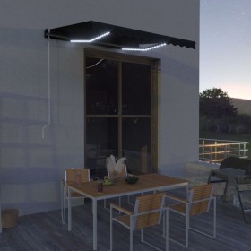 Retractable awning with LED lights and wind sensor in anthracite gray, 300x250cm. by vidaXL, Awnings - Ref: Foro24-3051255, P...