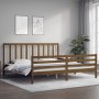 Honey brown solid wood bed frame with headboard by vidaXL, Beds and slatted bases - Ref: Foro24-3193809, Price: 173,19 €, Dis...