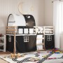 Bunk bed with black and white pine solid wood curtains 90x200 cm by vidaXL, Beds and slatted bases - Ref: Foro24-3284018, Pri...