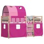 Bunk bed with curtains solid pink pine wood 80x200 cm by vidaXL, Beds and slatted bases - Ref: Foro24-3283990, Price: 181,65 ...