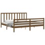 Honey brown solid wood bed frame with headboard by vidaXL, Beds and slatted bases - Ref: Foro24-3193809, Price: 173,19 €, Dis...