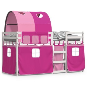 Bunk bed with curtains solid pink pine wood 90x190 cm by vidaXL, Beds and slatted bases - Ref: Foro24-3283999, Price: 217,99 ...