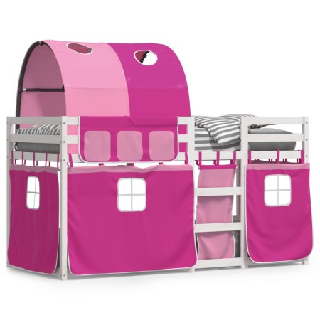 Bunk bed with curtains solid pink pine wood 90x190 cm by vidaXL, Beds and slatted bases - Ref: Foro24-3284032, Price: 220,68 ...