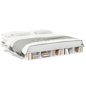 Estructura de cama madera de ingeniería blanca 180x200 cm de vidaXL, Camas y somieres - Ref: Foro24-3280454, Precio: 173,42 €...