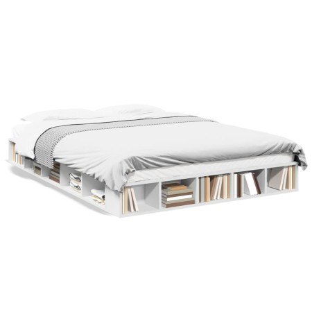 Estructura de cama madera de ingeniería blanca 140x200 cm de vidaXL, Camas y somieres - Ref: Foro24-3280475, Precio: 155,67 €...