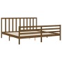 Honey brown solid wood bed frame with headboard by vidaXL, Beds and slatted bases - Ref: Foro24-3193809, Price: 173,19 €, Dis...