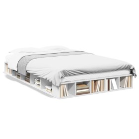 White engineered wood bed frame 140x190 cm by vidaXL, Beds and slatted bases - Ref: Foro24-3280489, Price: 164,99 €, Discount: %