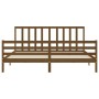 Honey brown solid wood bed frame with headboard by vidaXL, Beds and slatted bases - Ref: Foro24-3193809, Price: 173,19 €, Dis...