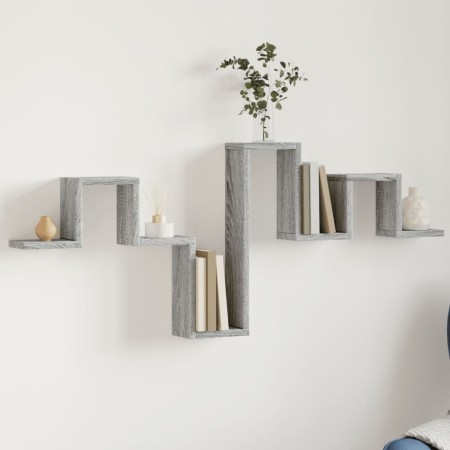 Sonoma gray engineered wood wall shelf 104.5x10x43 cm by vidaXL, Shelves and shelves - Ref: Foro24-840728, Price: 26,67 €, Di...