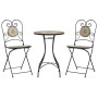 White Terracotta Ceramic Iron Mosaic Bistro Set by vidaXL, Garden sets - Ref: Foro24-3216356, Price: 227,29 €, Discount: %