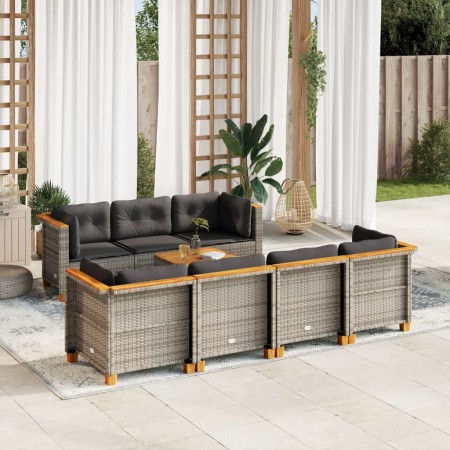 8-teiliges Gartensofa-Set und graue synthetische Rattankissen von vidaXL, Gartensets - Ref: Foro24-3261750, Preis: 645,61 €, ...