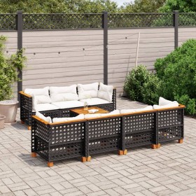 8-teiliges Gartensofa-Set und schwarze synthetische Rattankissen von vidaXL, Gartensets - Ref: Foro24-3261752, Preis: 674,74 ...