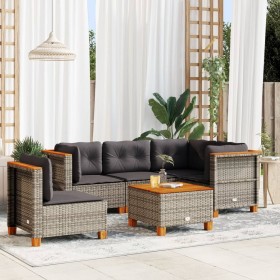 6-piece garden furniture set and gray synthetic rattan cushions by vidaXL, Garden sets - Ref: Foro24-3261840, Price: 436,16 €...