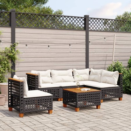 6-teilige Gartensofagarnitur und schwarze synthetische Rattankissen von vidaXL, Gartensets - Ref: Foro24-3261842, Preis: 471,...