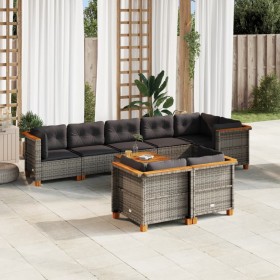 Set de muebles de jardín 9 pzas y cojines ratán sintético gris de vidaXL, Conjuntos de jardín - Ref: Foro24-3261894, Precio: ...