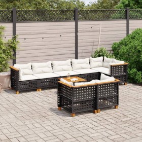 8-teiliges Gartensofa-Set und schwarze synthetische Rattankissen von vidaXL, Gartensets - Ref: Foro24-3261896, Preis: 721,80 ...