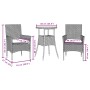 Set comedor jardín 3 pzas y cojines ratán sintético vidrio gris de vidaXL, Conjuntos de jardín - Ref: Foro24-3278621, Precio:...