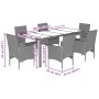 Set comedor jardín 7 pzas y cojines ratán sintético vidrio gris de vidaXL, Conjuntos de jardín - Ref: Foro24-3278559, Precio:...