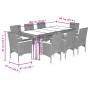 Set comedor jardín 9 pzas y cojines ratán sintético vidrio gris de vidaXL, Conjuntos de jardín - Ref: Foro24-3278656, Precio:...