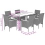 Set comedor jardín 7 pzas y cojines ratán sintético vidrio gris de vidaXL, Conjuntos de jardín - Ref: Foro24-3278654, Precio:...