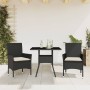 Set comedor jardín 3 pzas cojines ratán sintético vidrio negro de vidaXL, Conjuntos de jardín - Ref: Foro24-3278599, Precio: ...