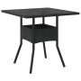 Set comedor jardín 3 pzas cojines ratán sintético vidrio negro de vidaXL, Conjuntos de jardín - Ref: Foro24-3278599, Precio: ...