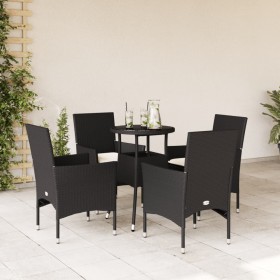 Garden dining set 5 pieces with black glass synthetic rattan cushions by vidaXL, Garden sets - Ref: Foro24-3278616, Price: 30...