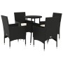 Set comedor jardín 5 pzas cojines ratán sintético vidrio negro de vidaXL, Conjuntos de jardín - Ref: Foro24-3278616, Precio: ...