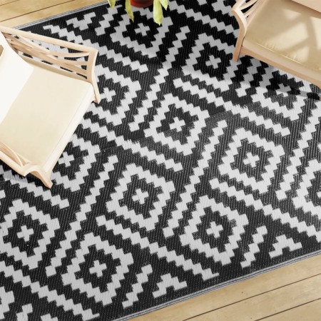 Black and white PP outdoor rug 190x290 cm by vidaXL, Outdoor protectors - Ref: Foro24-368574, Price: 62,23 €, Discount: %