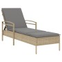 Lounger with beige synthetic rattan cushion 63x200x81 cm by vidaXL, Loungers - Ref: Foro24-368302, Price: 169,09 €, Discount: %