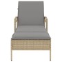 Lounger with beige synthetic rattan cushion 63x200x81 cm by vidaXL, Loungers - Ref: Foro24-368302, Price: 169,09 €, Discount: %