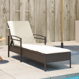 Lounger with brown synthetic rattan cushion 63x200x81 cm by vidaXL, Loungers - Ref: Foro24-368300, Price: 162,99 €, Discount: %