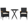 Table and chairs with cushions 3 pieces synthetic rattan black glass by vidaXL, Garden sets - Ref: Foro24-3278753, Price: 198...