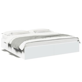 Estructura de cama madera de ingeniería blanca 180x200 cm de vidaXL, Camas y somieres - Ref: Foro24-3280993, Precio: 132,93 €...