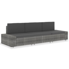 Graues 3-Sitzer-Sofagarnitur aus synthetischem Rattan von vidaXL, Modulare Sofas für den Außenbereich - Ref: Foro24-49526, Pr...