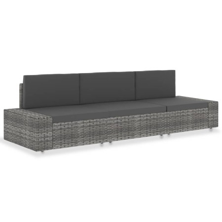 Sofá seccional de 3 plazas de ratán sintético gris de vidaXL, Sofás modulares de exterior - Ref: Foro24-49526, Precio: 316,99...