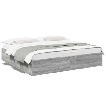 Estructura de cama madera de ingeniería gris Sonoma 200x200 cm de vidaXL, Camas y somieres - Ref: Foro24-3280991, Precio: 139...