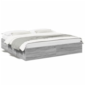 Sonoma gray engineered wood bed frame 180x200 cm by vidaXL, Beds and slatted bases - Ref: Foro24-3280998, Price: 131,78 €, Di...