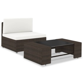 2-piece synthetic brown rattan garden furniture set by vidaXL, Modular outdoor sofas - Ref: Foro24-49512, Price: 167,99 €, Di...