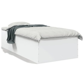 White engineered wood bed frame 90x190 cm by vidaXL, Beds and slatted bases - Ref: Foro24-3280972, Price: 105,43 €, Discount: %