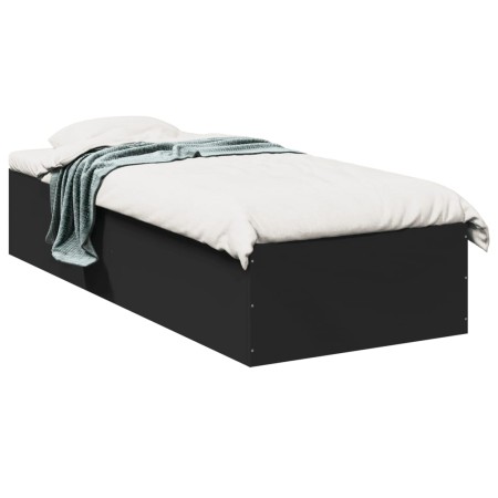 Black engineered wood bed frame 100x200 cm by vidaXL, Beds and slatted bases - Ref: Foro24-3281050, Price: 96,17 €, Discount: %