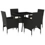 Set comedor jardín 5 pzas cojines ratán sintético vidrio negro de vidaXL, Conjuntos de jardín - Ref: Foro24-3278600, Precio: ...