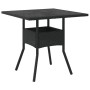 Set comedor jardín 5 pzas cojines ratán sintético vidrio negro de vidaXL, Conjuntos de jardín - Ref: Foro24-3278600, Precio: ...