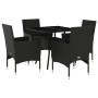 Set comedor jardín 5 pzas cojines ratán sintético vidrio negro de vidaXL, Conjuntos de jardín - Ref: Foro24-3278602, Precio: ...