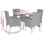 Garten-Essgruppe, 5-teilig, mit Kissen aus schwarzem Glas und synthetischem Rattan von vidaXL, Gartensets - Ref: Foro24-32786...