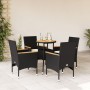 Set de comedor jardín 5 pzas con cojines ratán PE acacia negro de vidaXL, Conjuntos de jardín - Ref: Foro24-3278718, Precio: ...